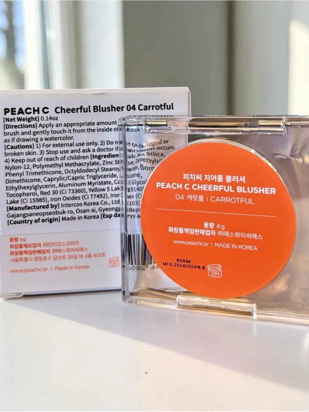 💎 PEACH C Cheerful Blusher 04 Carrotful Korean Beauty New In Box